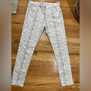 AG Adriano Goldschmied Sz 29 Python Straight Crop Stretch Jeans Mauve White NEW
